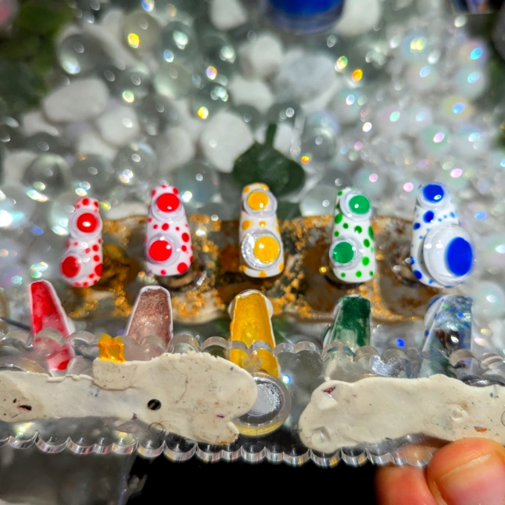 Sesame Street Inspired Googly Eyes Rainbow Polkadot Press on Nails